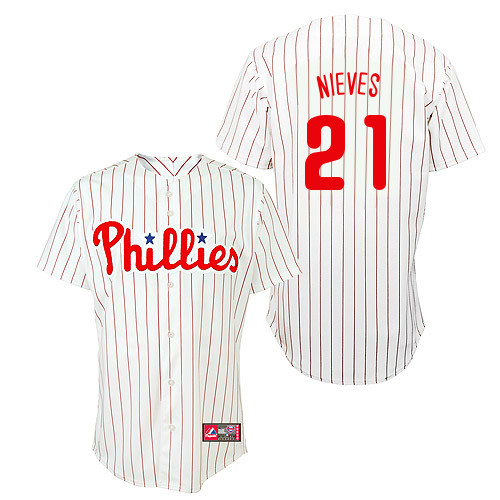 Wil Nieves #21 Youth Baseball Jersey-Philadelphia Phillies Authentic Home White Cool Base MLB Jersey